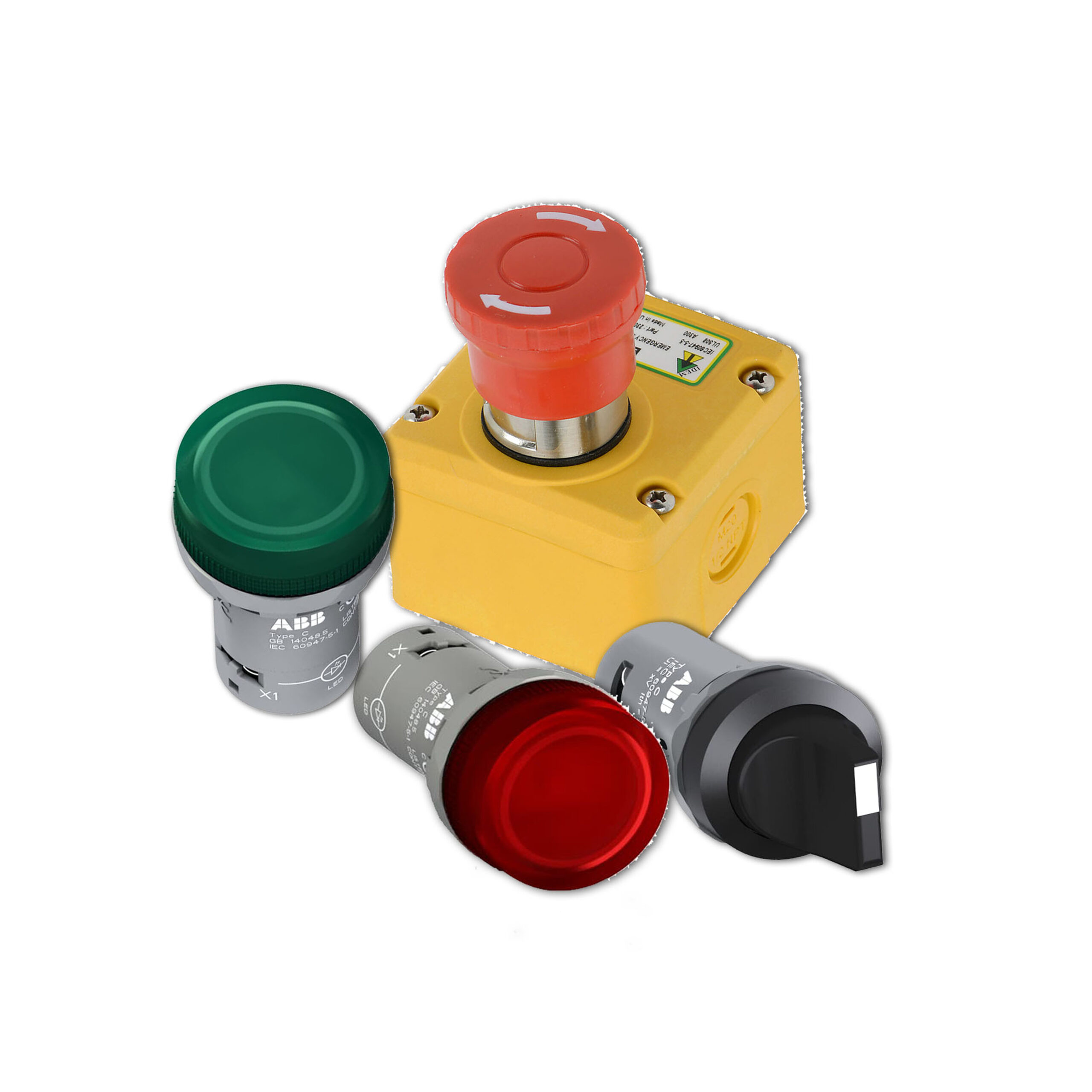 Emergency Stop Buttons, Switches and Indicator lights
